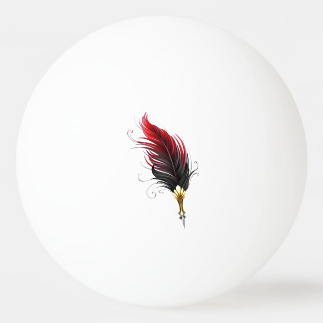 Balle De Ping Pong Stylo rouge en plumes avec nib or (Devant)