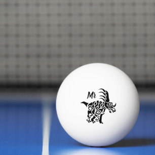 Balle De Ping Pong Styracosaurus noir avec peinture de guerre tribale