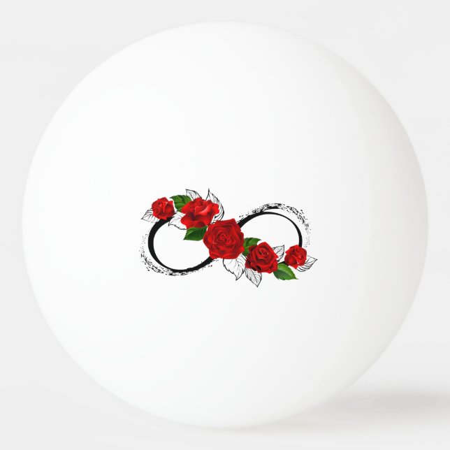 Balle De Ping Pong Symbole d'infini avec roses rouges (Devant)