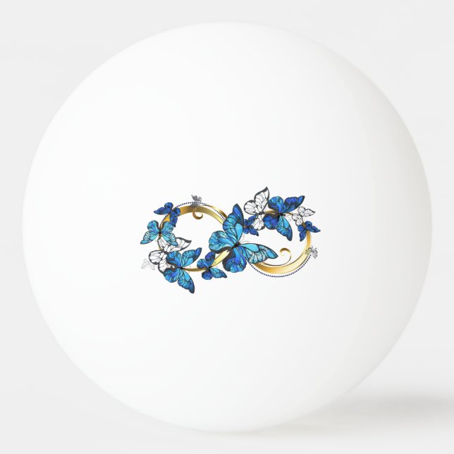 Balle De Ping Pong Symbole infini de papillons Morpho bleus (Devant)