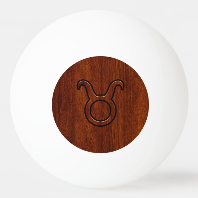 Balle De Ping Pong Symbole Taurus Zodiac sur le Décor en acajou (Devant)