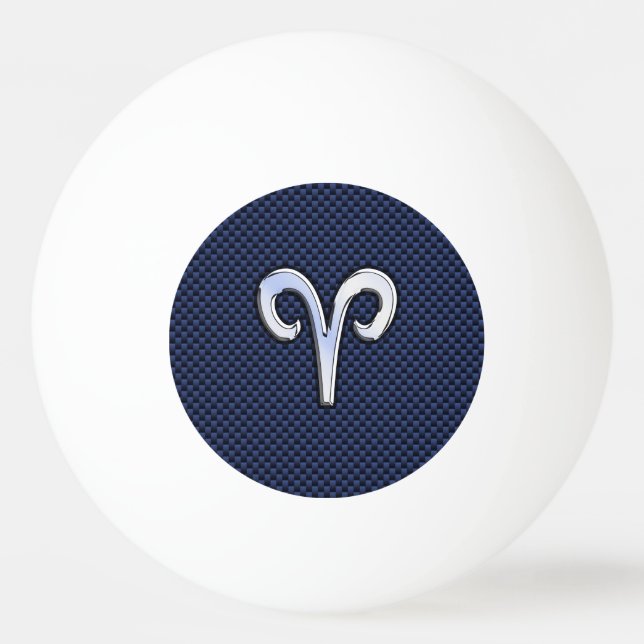 Balle De Ping Pong Symbole Zodiac Aries Marine bleu en fibre de carbo (Devant)