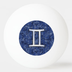 Balle De Ping Pong Symbole Zodiaque Gemini sur Camo numérique bleu m
