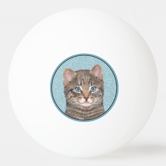 Balle De Ping Pong Tabby Gris Peinture Chat - Cute Original Art Chat (Devant)