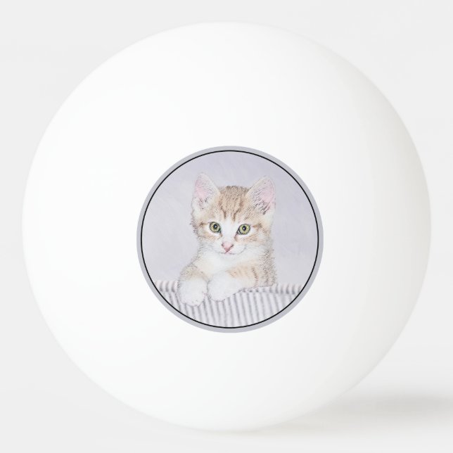 Balle De Ping Pong Tabby Orange Kitten Peinture - Art Chat original (Devant)