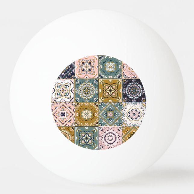 Balle De Ping Pong Talavera Indian : Patchwork, Ethnic Mosaic. (Devant)