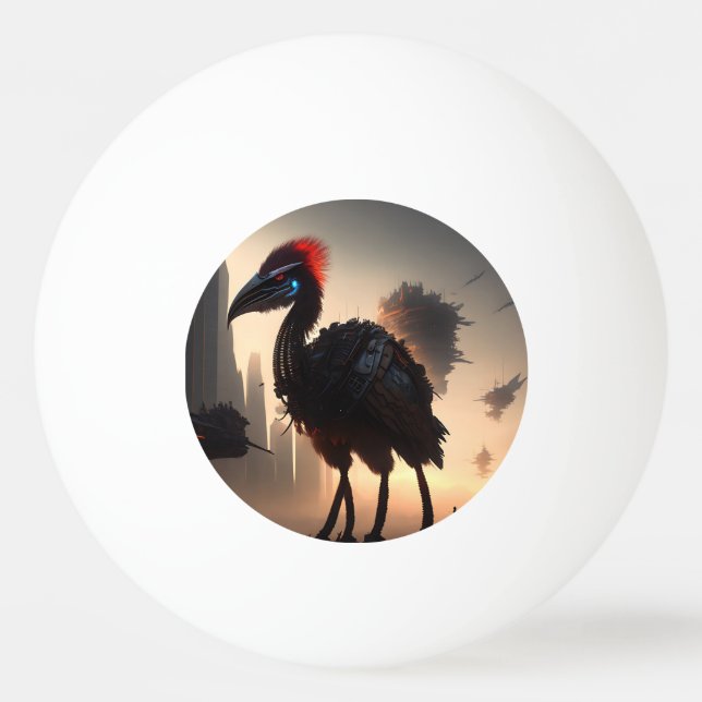Balle De Ping Pong "Techno-Feathers : Le robot futuriste Emu" (Devant)