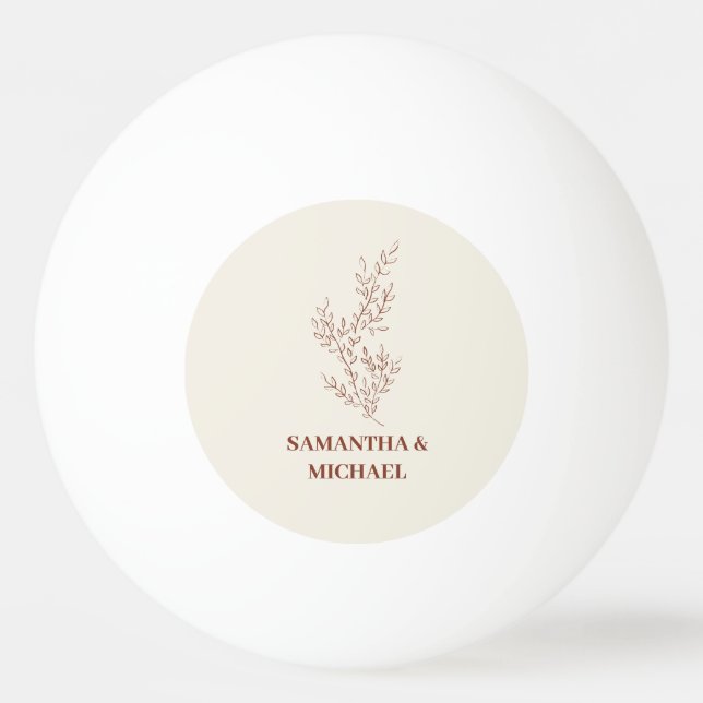 Balle De Ping Pong Terracotta Ivory Beige Ivy Flower Jeux Mariages (Devant)