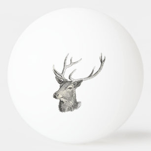 Balle De Ping Pong Tête de cerf Buck avec dessin d'Antlers