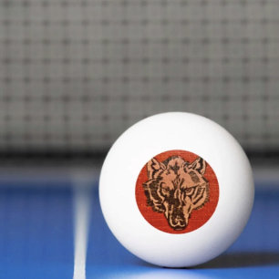 Balle De Ping Pong Tête de loup sur le ballon de ping-pong