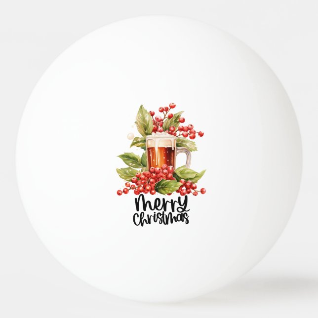 Balle De Ping Pong Thème de Noël de la bière (Devant)
