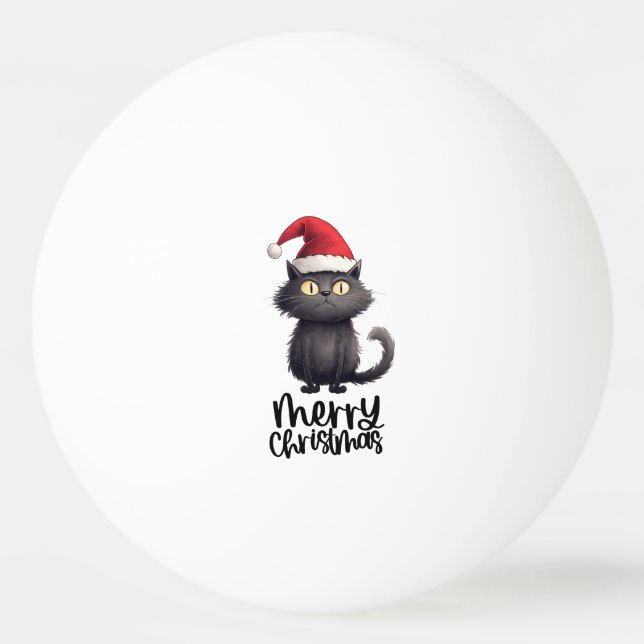 Balle De Ping Pong Thème de Noël du chat noir (Devant)