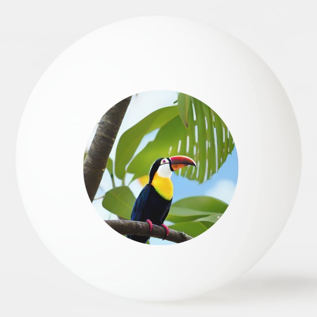 Balle De Ping Pong Toucan tropical dans un arbre (Devant)