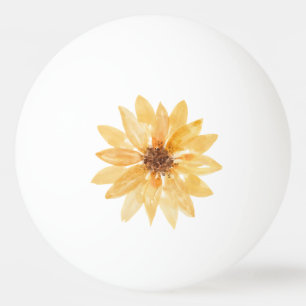 Balle De Ping Pong Tournesol au soleil en aquarelle peinte à la main 