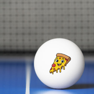 Balle De Ping Pong Tranches de pizza drôle et heureuse avec fromage e