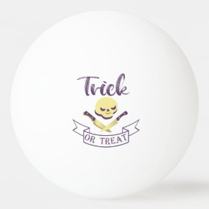 Balle De Ping Pong Trick or treat crâne os croisés ruban Halloween T