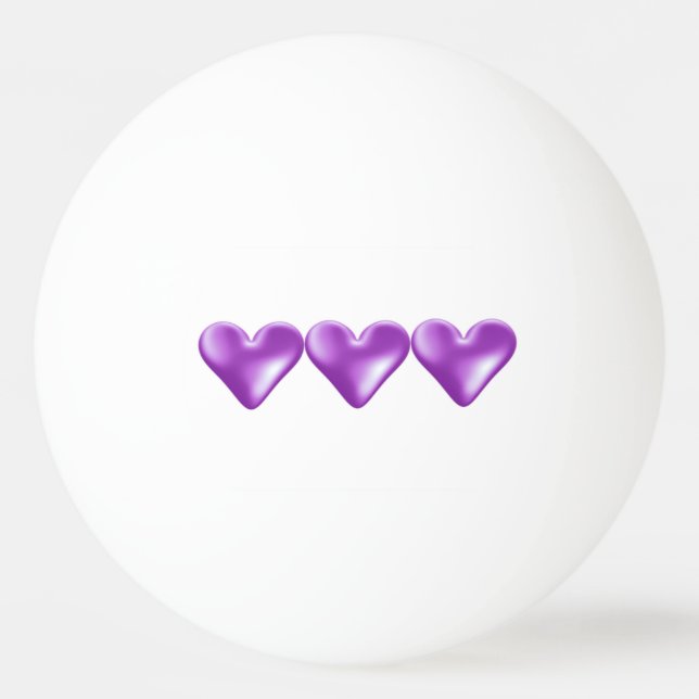 Balle De Ping Pong Trio de cœurs violets (Devant)