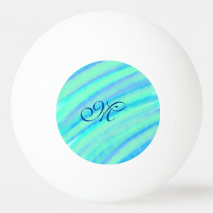 Balle De Ping Pong Turquoise bleu vert filigranes ajouter votre monog