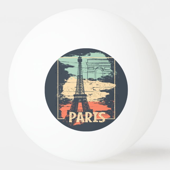 Balle De Ping Pong Typographie parisienne : affiche Eiffel abstraite. (Devant)