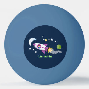 Balle De Ping Pong Un adorable vaisseau-fusée dans l'espace dessin an
