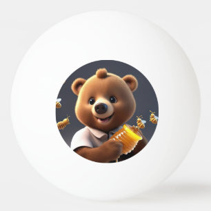 Balle De Ping Pong Un dessin animé d'ours brun qui adore manger du mi
