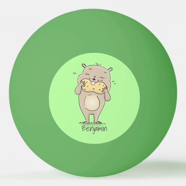 Balle De Ping Pong Un joli hamster souriant avec un dessin animé d'ar (Devant)