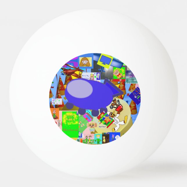 Balle De Ping Pong Un joyeux dessin de vaisseau spatial (Devant)