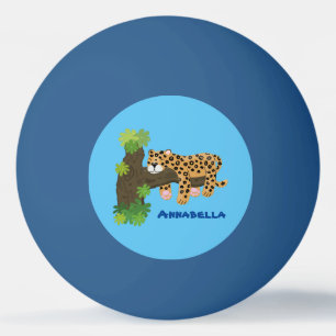 Balle De Ping Pong Un mignon léopard dormant dans un arbre dessin ani