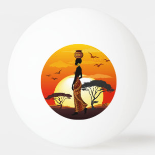 Balle De Ping Pong Une belle femme africaine Silhouette sur les solei