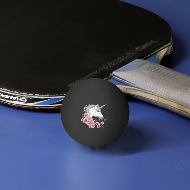 Balle De Ping Pong Unicorn blanc et Flowers (Créateur téléchargé)