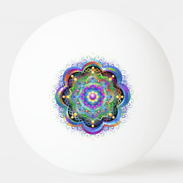 Balle De Ping Pong Univers Mandala Couleurs Psychédéliques (Devant)