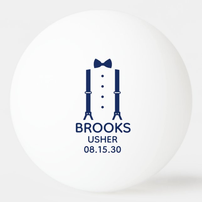 Balle De Ping Pong Usher Nœud Papillon Bleu (Devant)