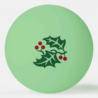 Balle De Ping Pong Vacances de Noël Green Holly et Red Berries