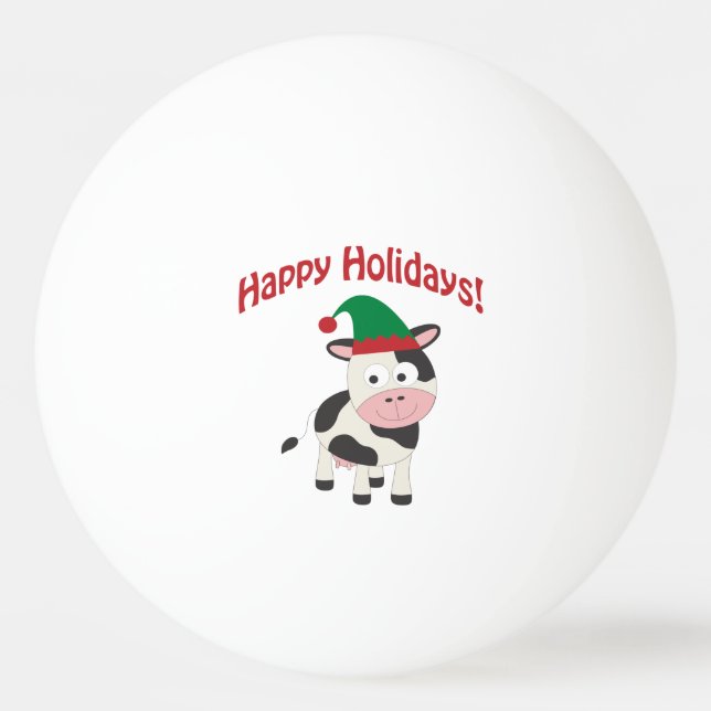 Balle De Ping Pong Vacances Joyeuses Noël Elf Cow (Devant)