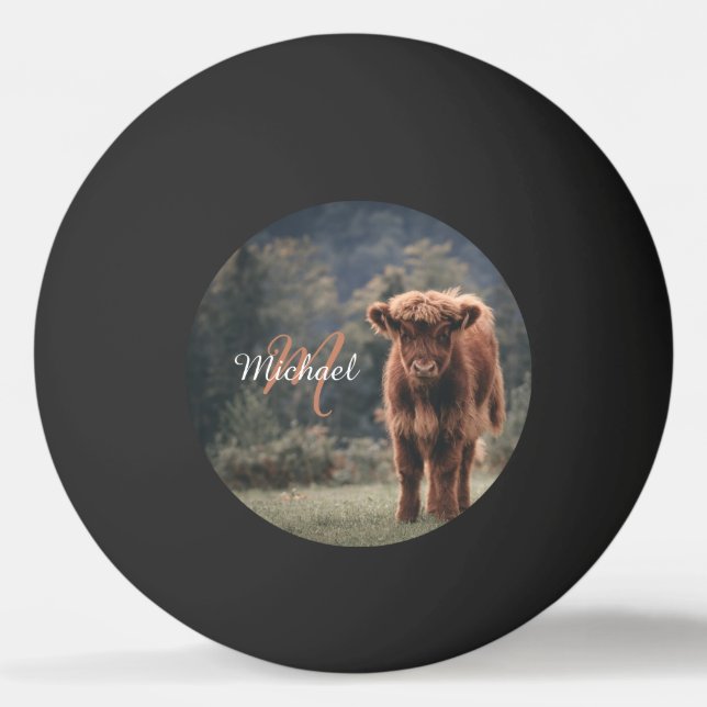 Balle De Ping Pong Vache de Highland calvaire herbe d'automne monogra (Devant)