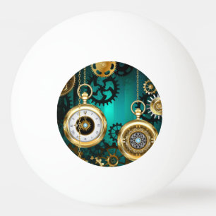 Balle De Ping Pong Veille bijoux Steampunk sur un Arrière - plan vert