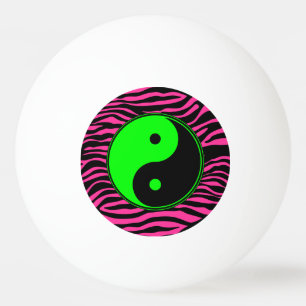 BALLE DE PING PONG VERT YIN-YANG DE ZÈBRE DE ROSES INDIEN