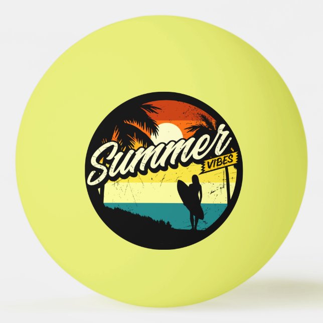 Balle De Ping Pong Vibes d'été silhouette rétro   (Devant)