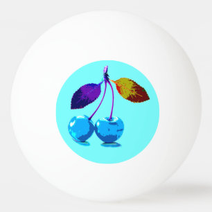Balle De Ping Pong Vibrant cerises bleu clair pop art