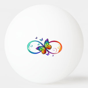 Balle De Ping Pong Vibrant infinity with rainbow butterfly on black