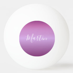 Balle De Ping Pong Violet pourpre & écriture personnalisée blanc