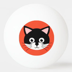 Balle De Ping Pong Visage de Chat Mignon Illustration Vibrante