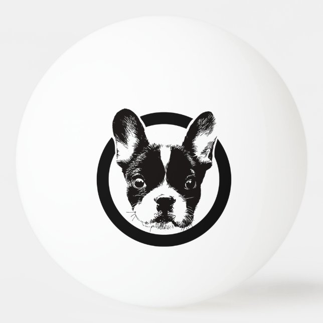 Balle De Ping Pong Visage de chien de bouledogue français (Devant)