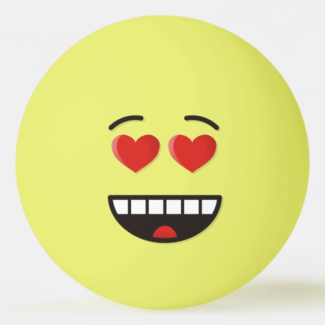 Balle De Ping Pong Visage souriant avec yeux en forme de coeur Ping P (Devant)