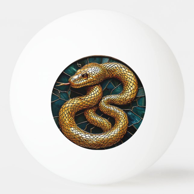 Balle De Ping Pong Vitrail serpent doré (Devant)