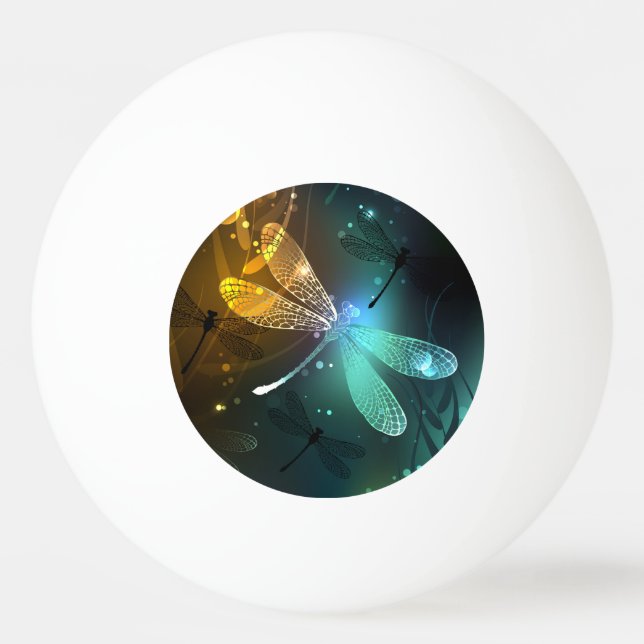 Balle De Ping Pong Vol de libellule verte lumineuse (Devant)