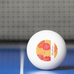Balle De Ping Pong Votre nom - fleurs de dahlia, fleurs - rouge