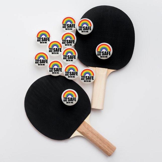 Balle De Ping Pong Vous êtes en sécurité avec moi Fierté arc-en-ciel  (Créateur téléchargé)