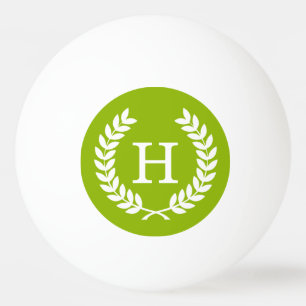Balle De Ping Pong Wheat vert Laurel Wreath Initial Monogram