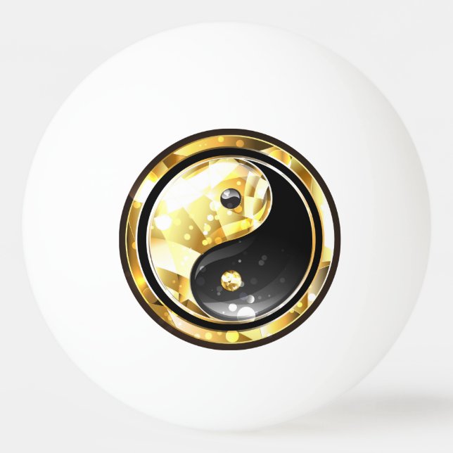 Balle De Ping Pong Yin Yang or sur noir (Devant)